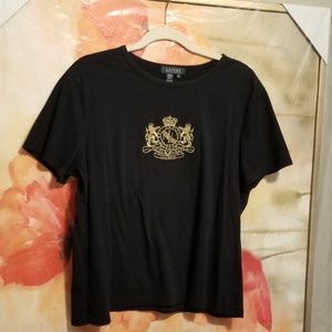 Ralph Lauren black tshirt gold emblem xl